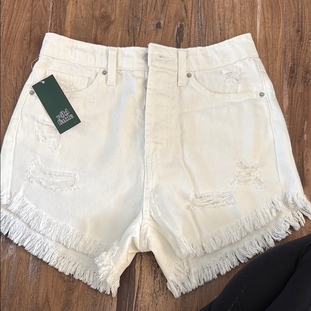 White Distressed Denim Shorts White Fable brand new